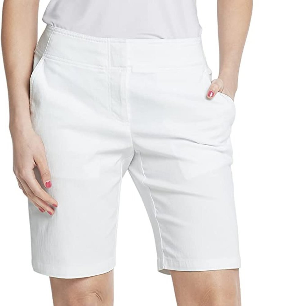 IZOD Women’s Golf Stretch 10" Short with Pockets (WHITE)